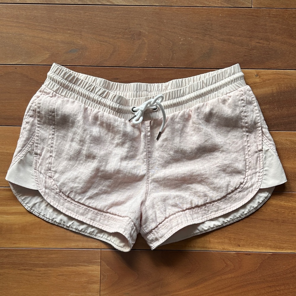 Athleta Light Pink Linen Drawstring Cabana Shorts 10